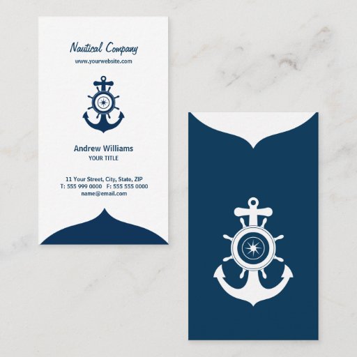 Customizable Blue Anchor Nautical business card