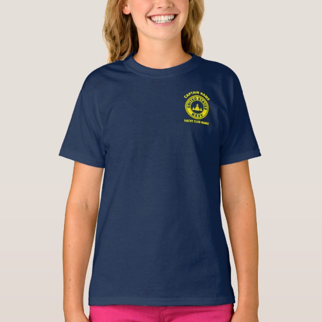 Blue Anchor nautical captain boat navy summer  T-Shirt (Front)