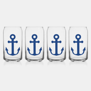 Blue Anchor Nautical Design Can Glass
