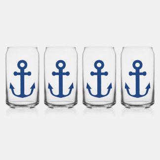 Blue Anchor Nautical Design Can Glass