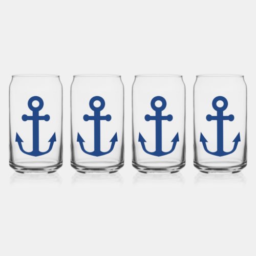 Blue Anchor Nautical Design Can Glass