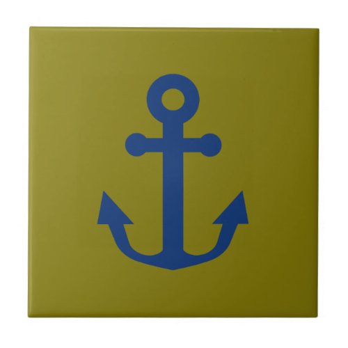 Blue Anchor Nautical Design Ceramic Tile