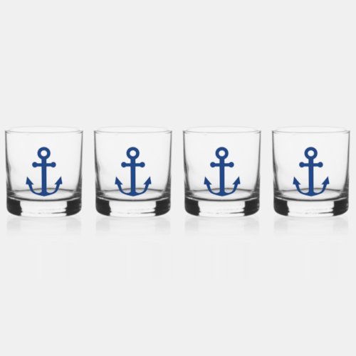 Blue Anchor Nautical Design Whiskey Glass