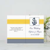 blue anchor nautical  folded Wedding program (Standing Front)