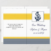 blue anchor nautical  folded Wedding program (Front/Back)