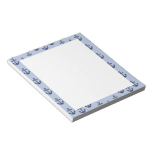 Blue anchor nautical pattern notepad
