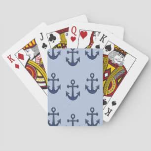 Blue anchor nautical pattern poker cards