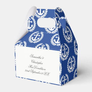 Blue anchor nautical themed wedding favor boxes