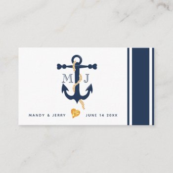 Blue Anchor-nautical Wedding Business Card by chandraws at Zazzle