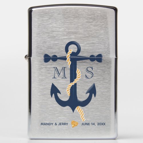 Blue anchor_nautical wedding zippo lighter