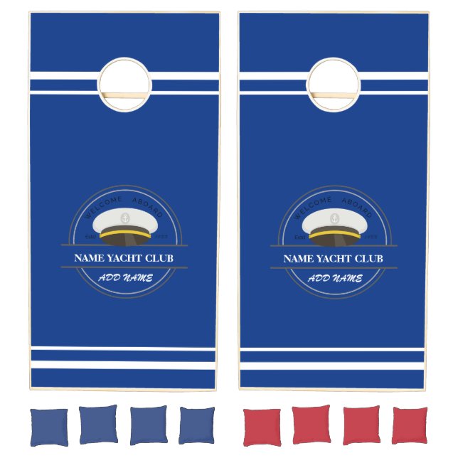Blue Anchor Nautical Welcome yacht sailing Boat  Cornhole Set (Set)
