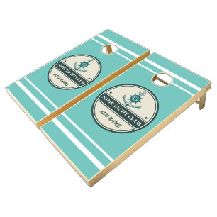 Blue Anchor Nautical Welcome yacht sailing Boat Cornhole Set