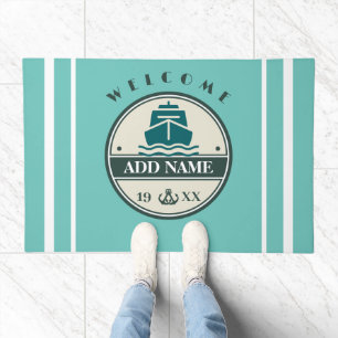 Blue Anchor Nautical Welcome yacht sailing Boat Doormat