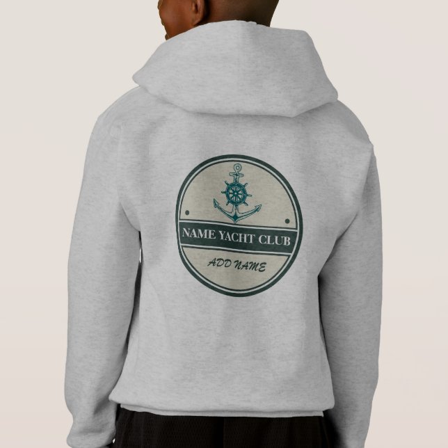 Blue Anchor Nautical Welcome yacht sailing Boat  Hoodie (Back)