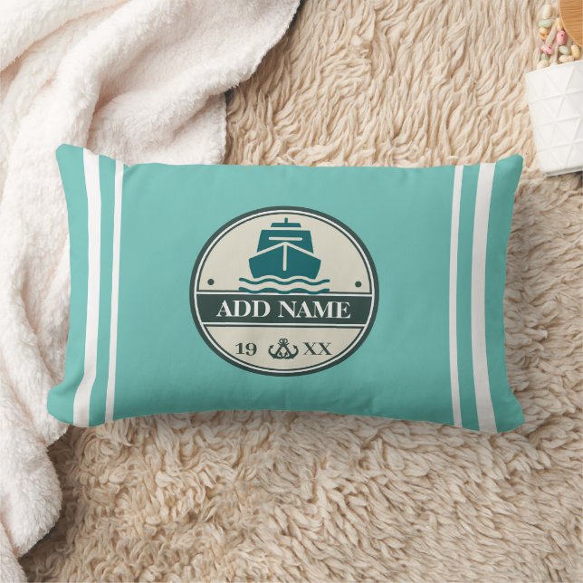 Blue Anchor Nautical Welcome yacht sailing Boat  Lumbar Pillow (Blanket)
