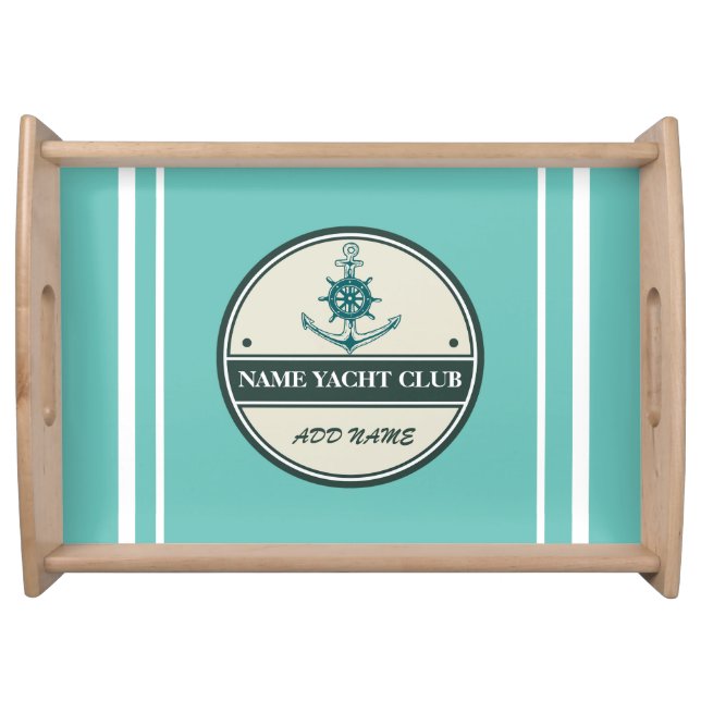 Blue Anchor Nautical Welcome yacht sailing Boat  Serving Tray (Front)