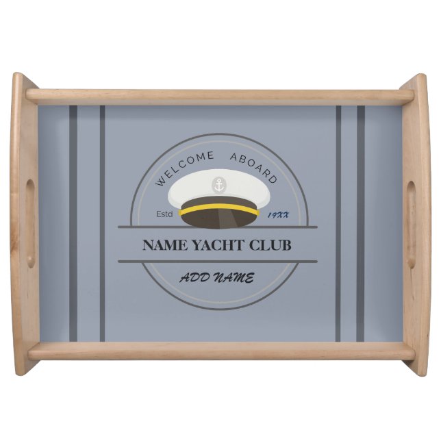 Blue Anchor Nautical Welcome yacht sailing Boat  Serving Tray (Front)