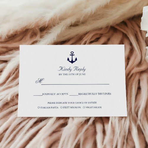 Blue Anchor Nautical Yacht Club  meal option RSVP Card