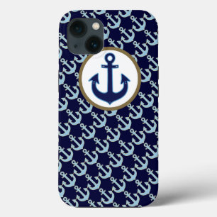 Blue Anchor Navy pattern iPhone 13 Case