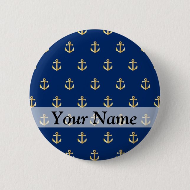 Blue anchor pattern button (Front)