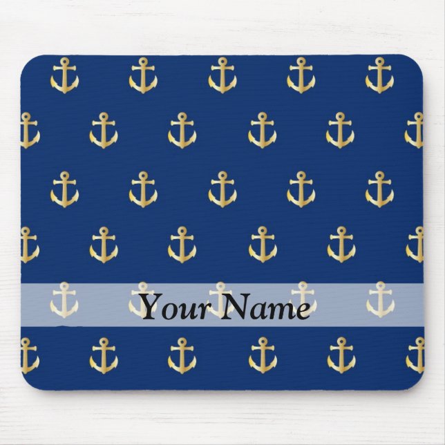 Blue anchor pattern mouse pad (Front)