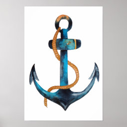 Blue Anchor Print | Zazzle