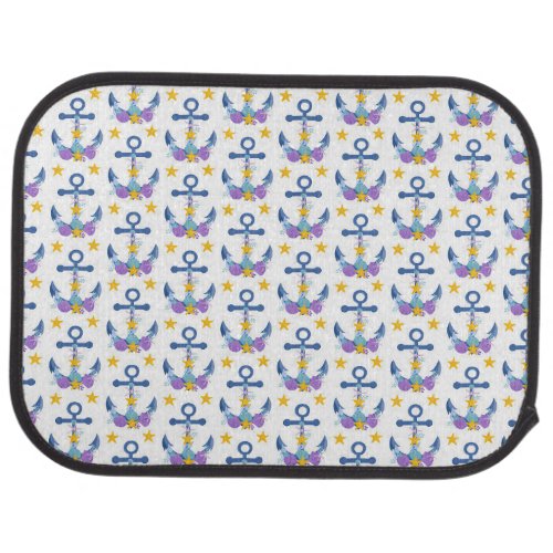 Blue Anchor Purple Seashells Yellow Starfish Car Floor Mat