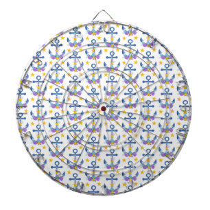 Blue Anchor Purple Seashells Yellow Starfish Dart Board