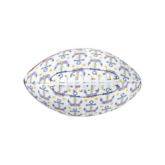 Blue Anchor Purple Seashells Yellow Starfish Football (Front)