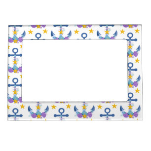 Blue Anchor Purple Seashells Yellow Starfish Magnetic Frame