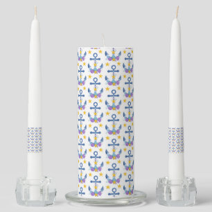 Blue Anchor Purple Seashells Yellow Starfish Unity Candle Set