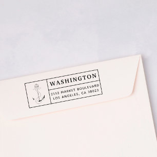 Blue Anchor & Rope Custom Return Address Self-inking Stamp