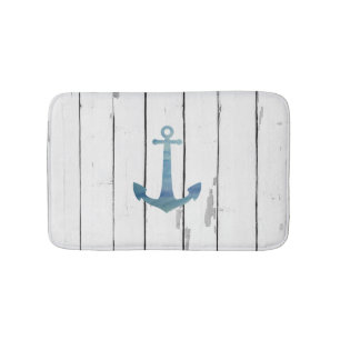 Blue Anchor Shiplap Bathroom Decor Bath Mat