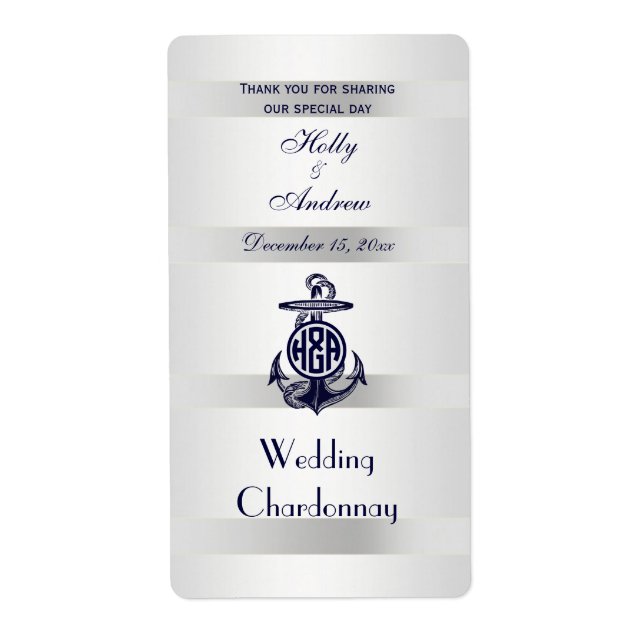 Blue Anchor Silver White Navy Circle Monogram 33 Label (Front)