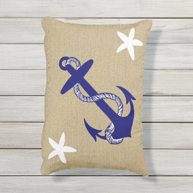 Blue Anchor White Starfish Nautical 