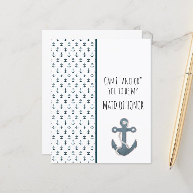 Blue Anchor Will You Be My Maid of Honor (Front/Back In Situ)