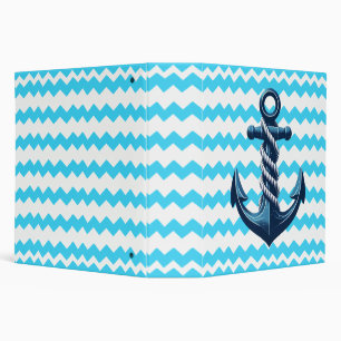 Blue anchor with blue waves 3 ring binder