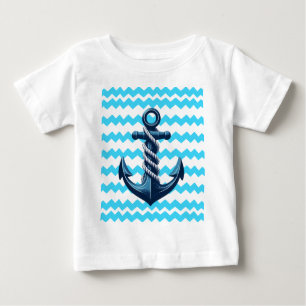 Blue anchor with blue waves baby T-Shirt