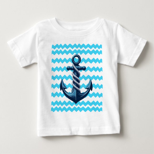 Blue anchor with blue waves baby T-Shirt (Front)