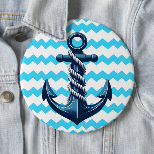 Blue anchor with blue waves button