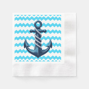 Blue anchor with blue waves napkins