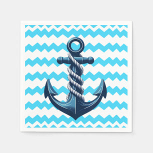 Blue anchor with blue waves napkins