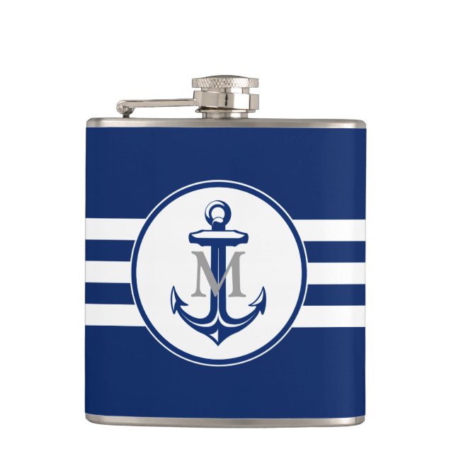 Blue Anchor with Monogram Flask (Front)