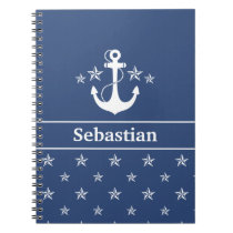 Blue Anchor with Stars Notebook