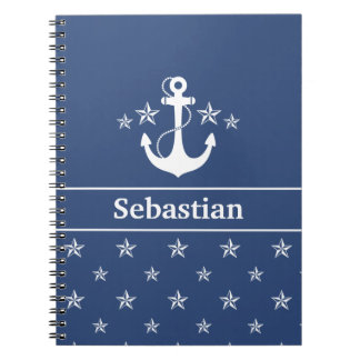 Blue Anchor with Stars Notebook