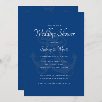 Blue Anchors Couples Wedding Shower Invitation by sandpiperWedding at Zazzle