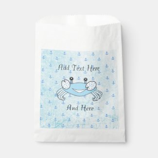 Blue Anchors Crab Nautical Themed Candy Favor Bags