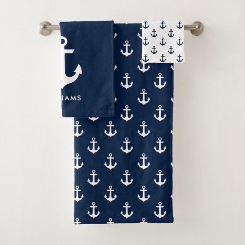 Blue Anchors Nautical Bath Towel Set