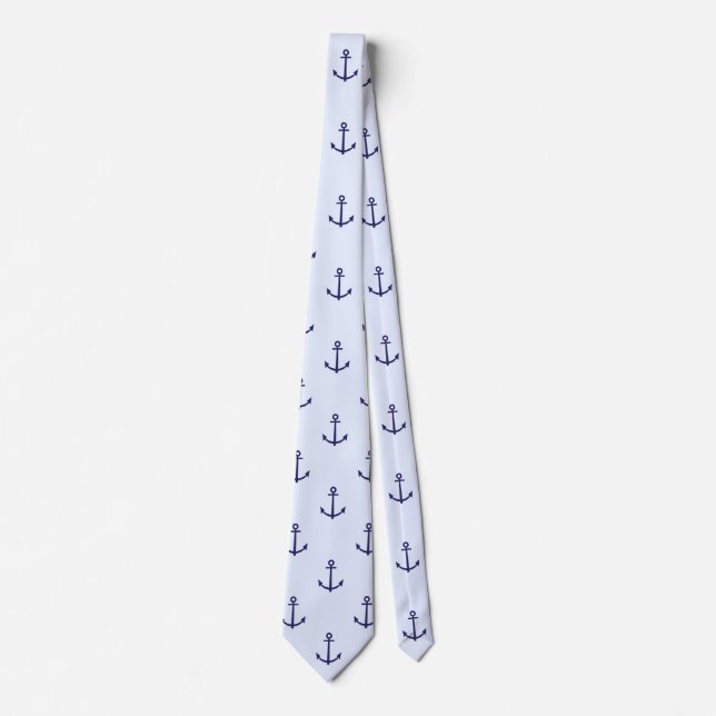 Blue Anchors Nautical Men's Neck Tie (Front)