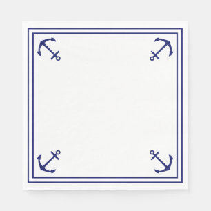 Blue Anchors on White Napkins